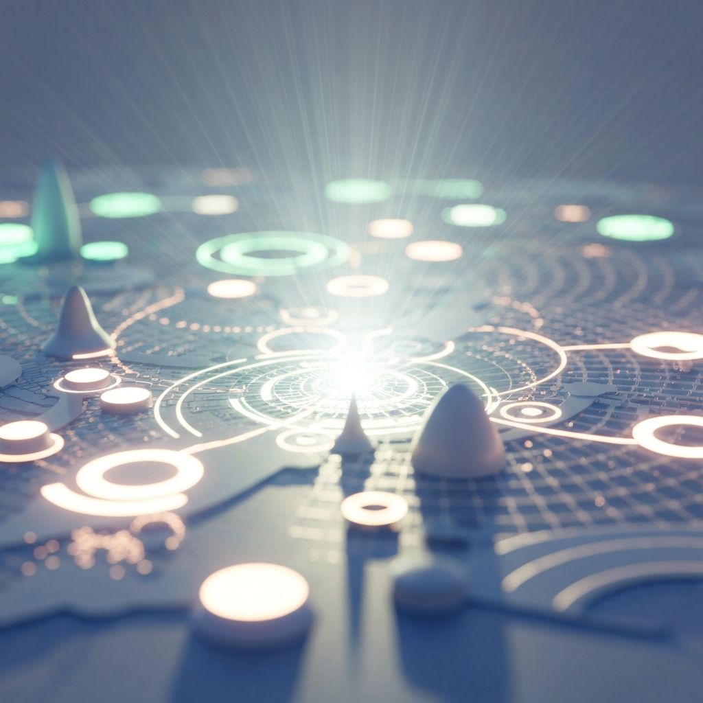 Visualización abstracta de tecnología y naturaleza en armonía